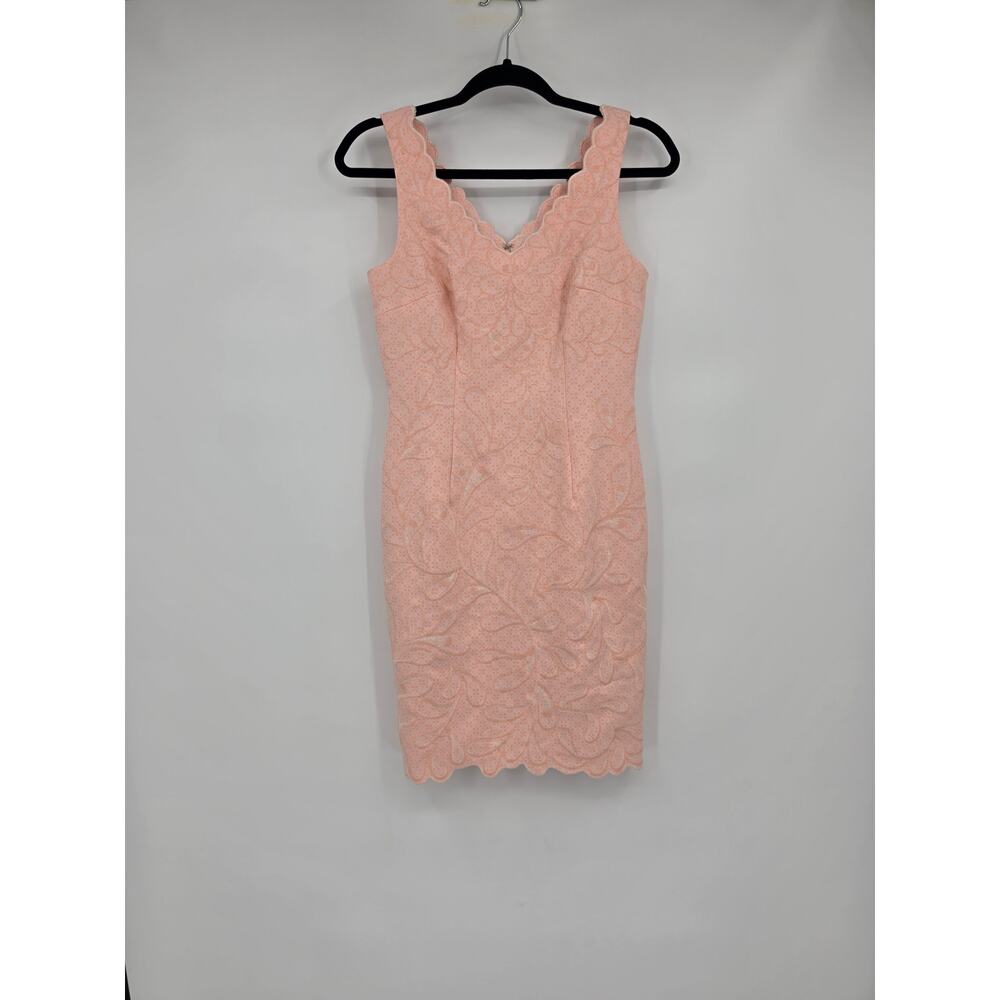 Antonio Melani Blush Pink Floral Scalloped Sleeveless Sheath Dress Size 2 - Picture 3 of 13
